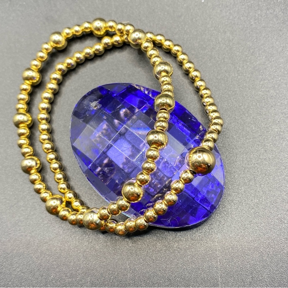Gold Tone Metal Beads Bracelets Stretchy & Shiny - Picture 3 of 3
